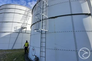 Fire tank inspection service with safety compliance checks