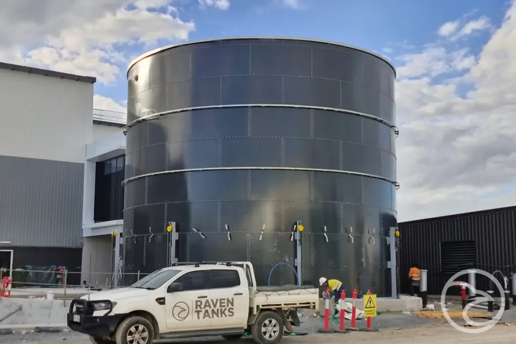 Commercial fire tank under AS 1851 compliance check in Australia