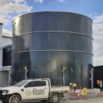 Commercial fire tank under AS 1851 compliance check in Australia