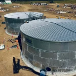 Fire safety water storage system undergoing inspection to ensure AS 1851 compliance