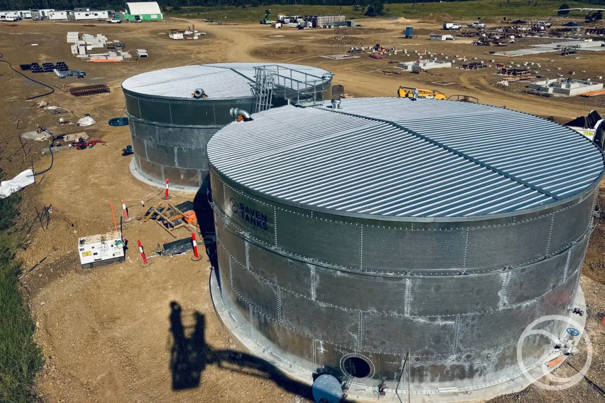 Fire safety water storage system undergoing inspection to ensure AS 1851 compliance