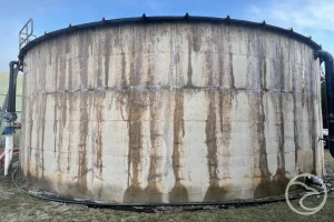 Large water storage tank showing long-term operational behavior