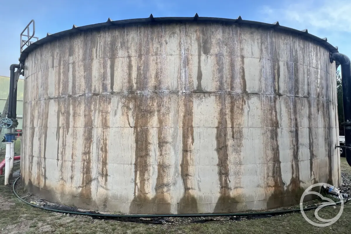 Large water storage tank showing long-term operational behavior