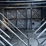 water storage tank built from stainless steel sections